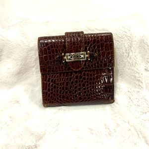 Brighton brown croc leather trifold wallet